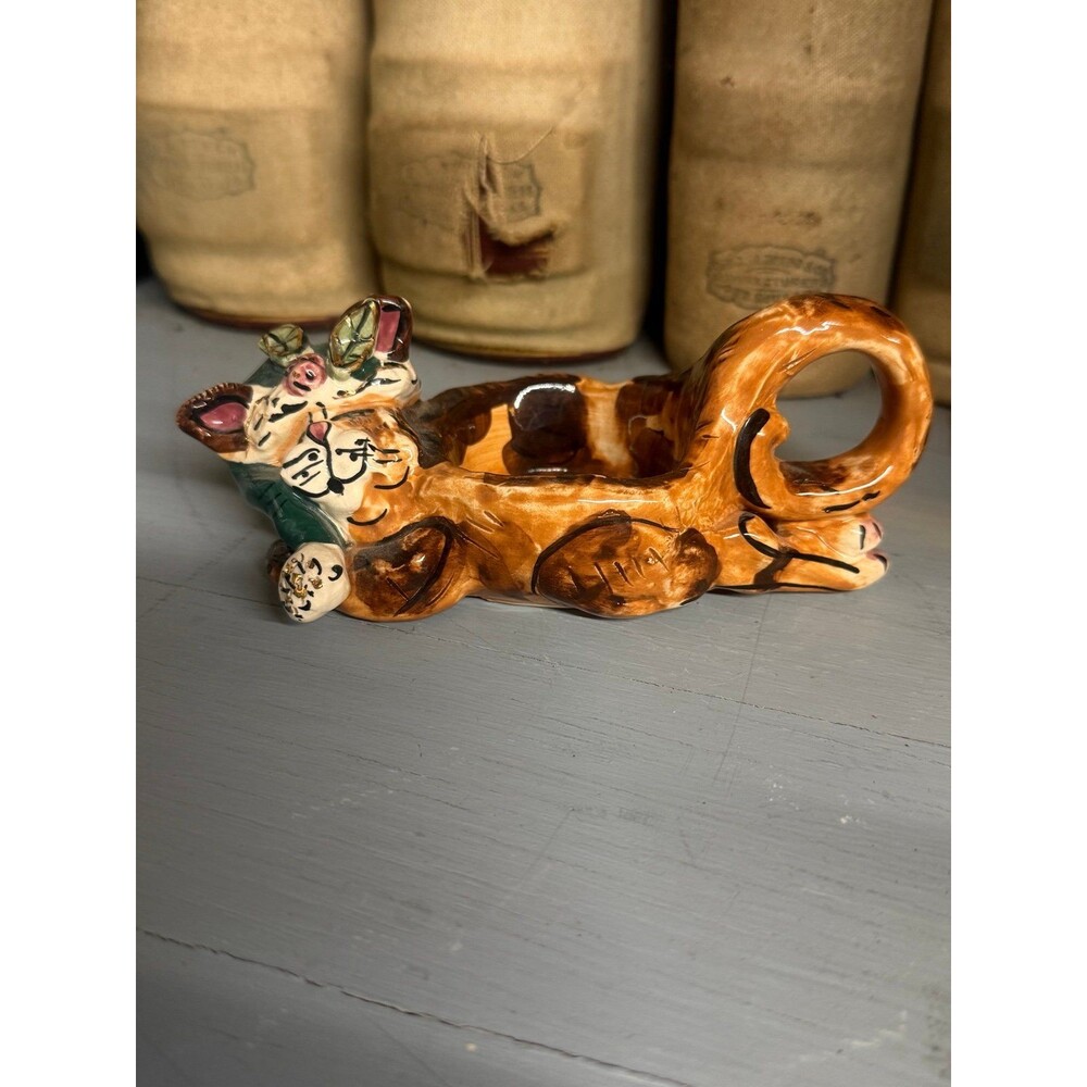 Blue Sky Clayworks Heather Goldminc Cat Trinket Dish T Lite Dreams Candle Holder
